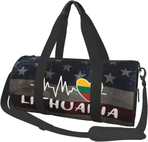 Lithuania Heartbeat Duffel Bag Gym Bag Travel Sports Tote Large Foldable Beach Swim Yoga7