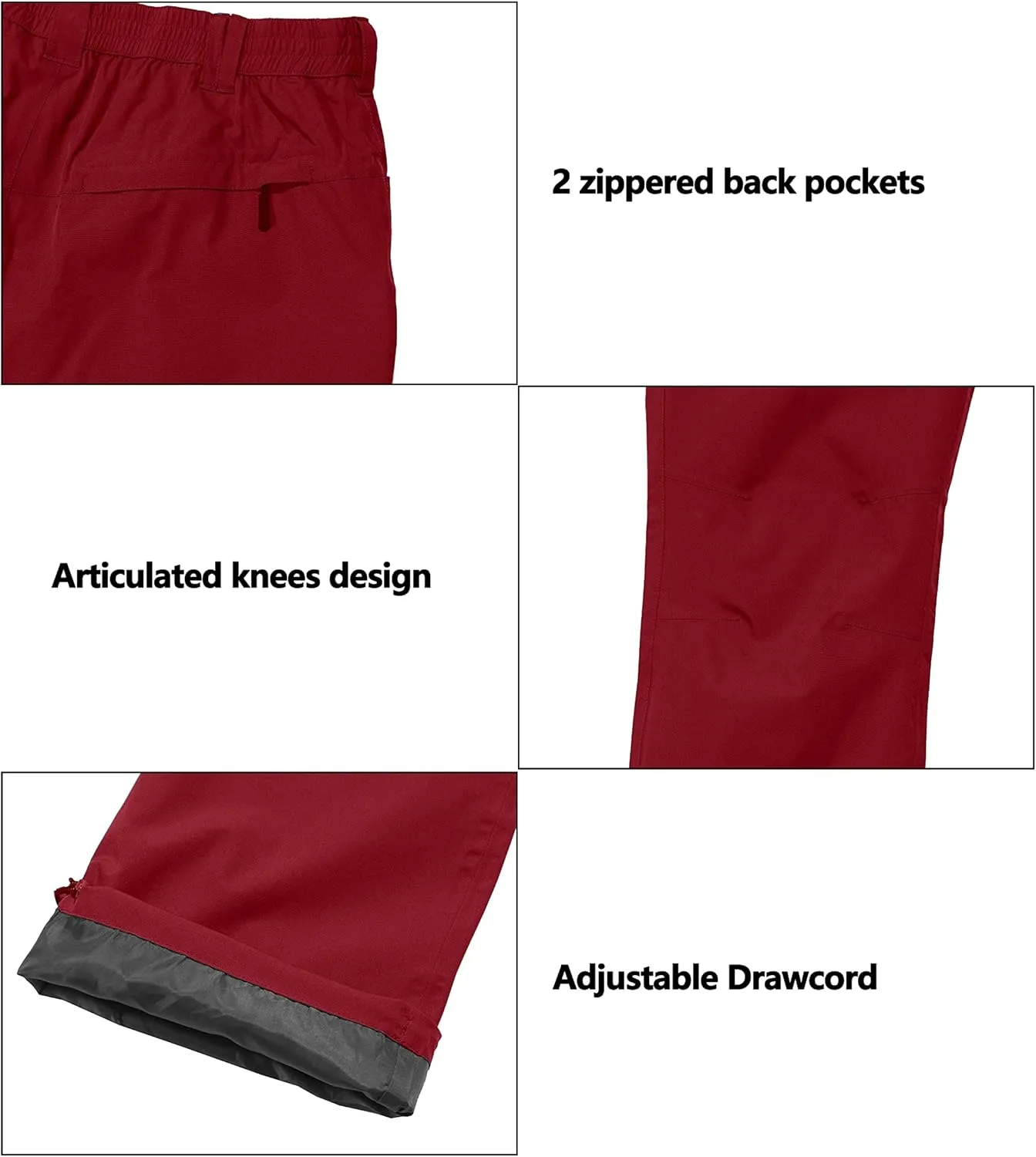 Little Donkey Andy Mens Rain Pants Waterproof Lightweight Breathable Rainproof Pants for Hiking Golf Fishing