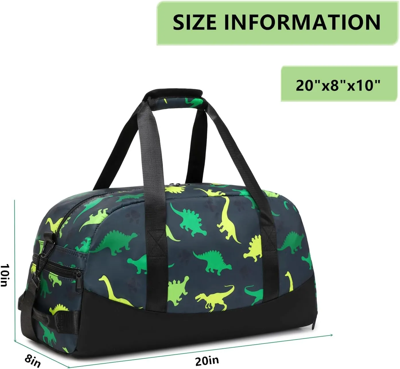 Lmwzh Kids Duffle Bag For Boys Perfect For Early Elementary Overnight Travel Bag With Shoes Compartment Dry And Wet Pocket Carry On Weekender Bag (Dinosaur)