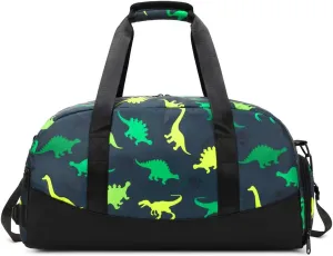 Lmwzh Kids Duffle Bag For Boys Perfect For Early Elementary Overnight Travel Bag With Shoes Compartment Dry And Wet Pocket Carry On Weekender Bag (Dinosaur)