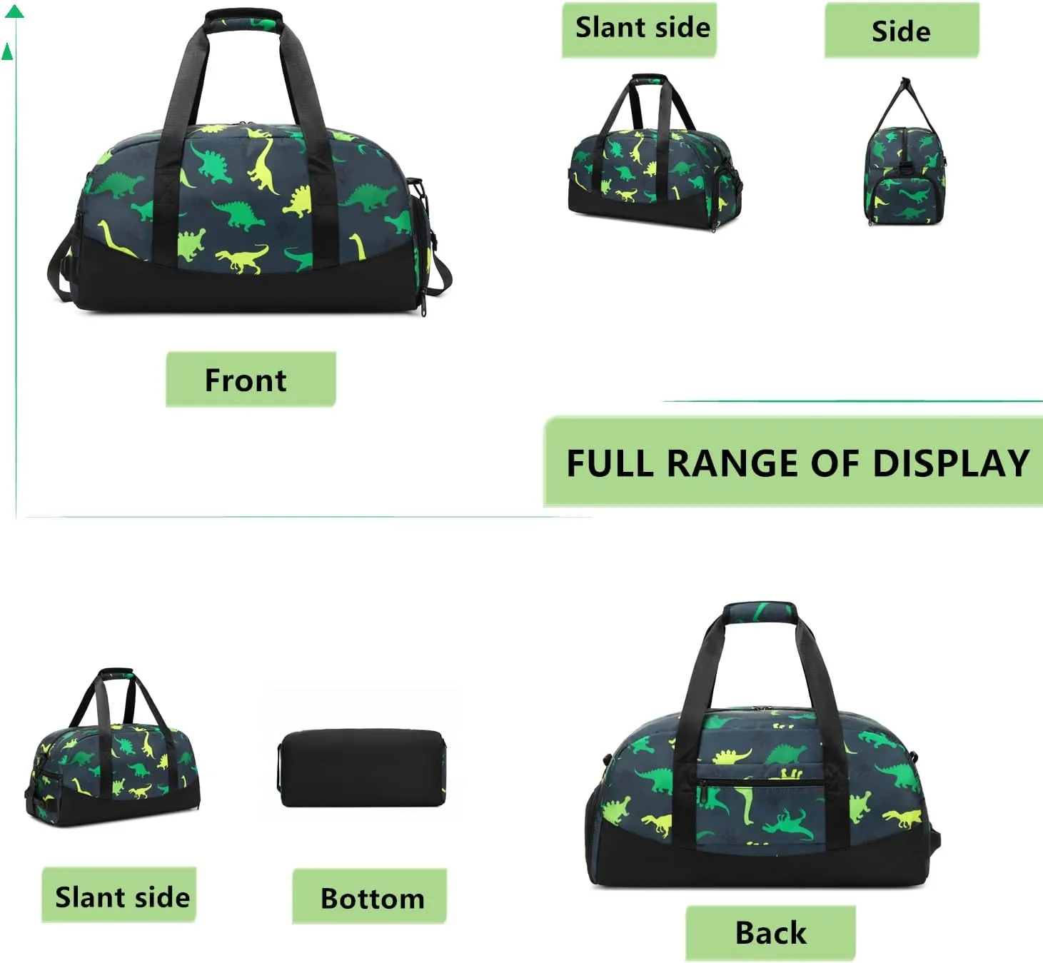 Lmwzh Kids Duffle Bag For Boys Perfect For Early Elementary Overnight Travel Bag With Shoes Compartment Dry And Wet Pocket Carry On Weekender Bag (Dinosaur)