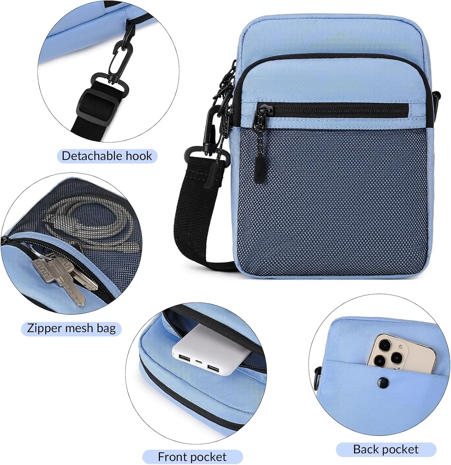Lohol Small Messenger Bag for Men Women, Water Resistant Adjustable Crossbody Sling bag Purse for Travel Sports