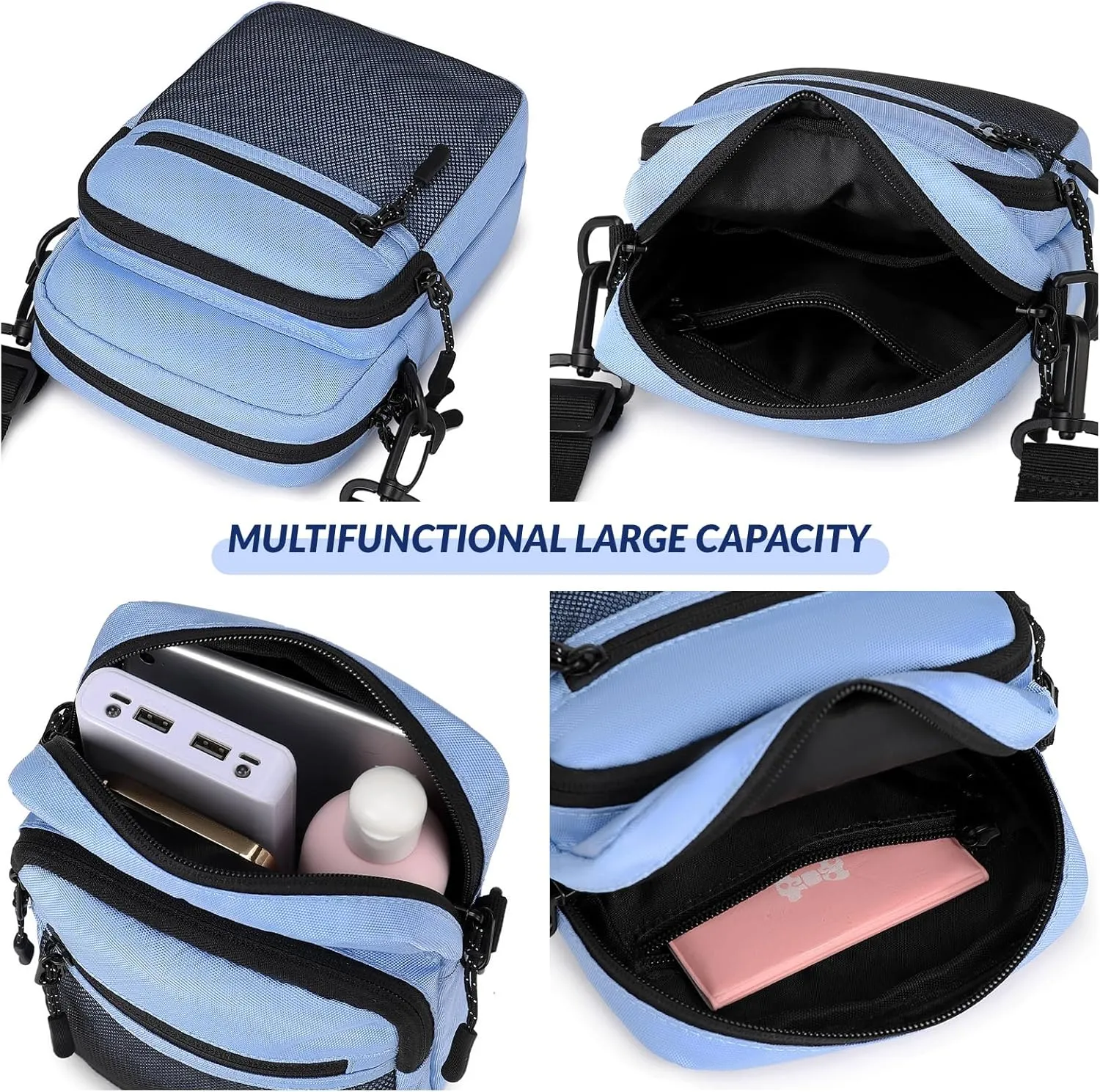 Lohol Small Messenger Bag for Men Women, Water Resistant Adjustable Crossbody Sling bag Purse for Travel Sports