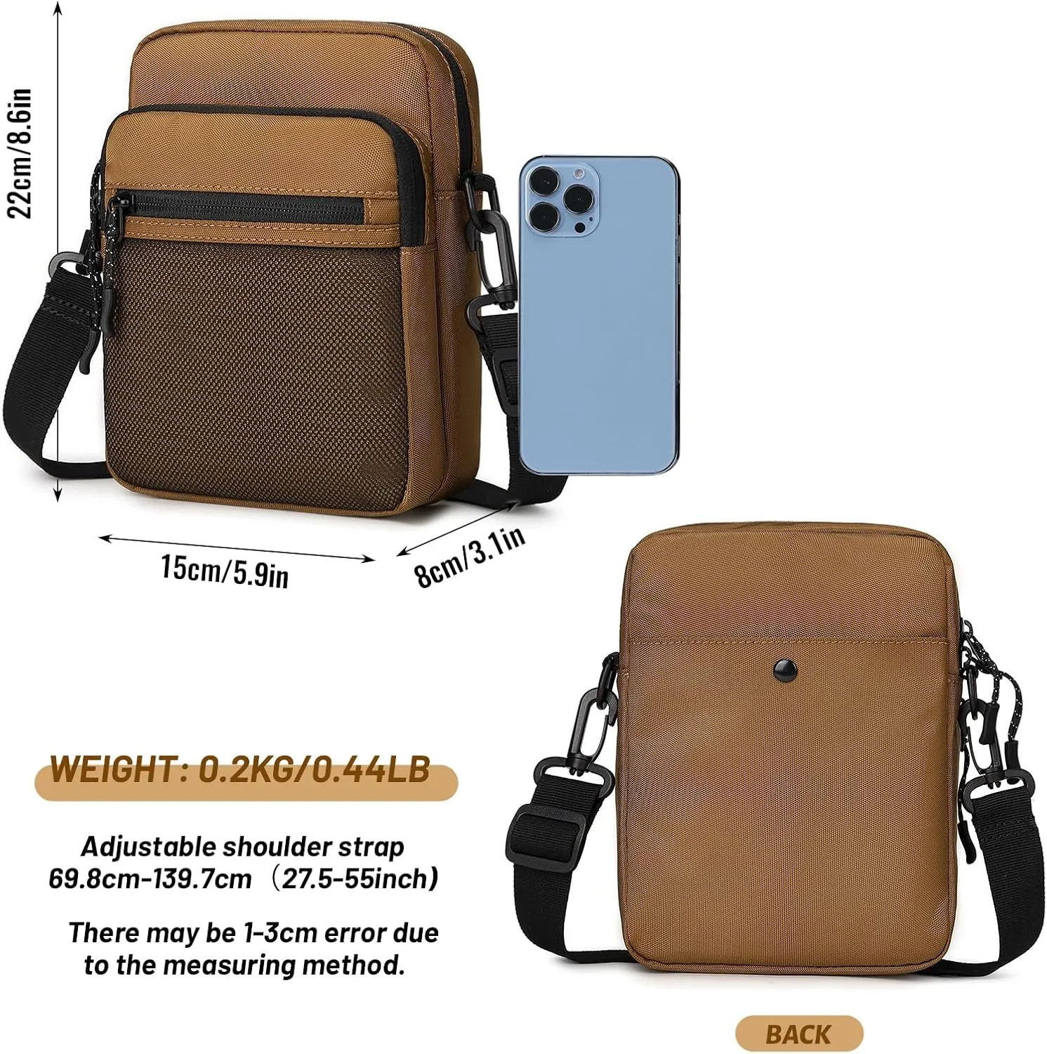 Lohol Small Messenger Bag for Men Women, Water Resistant Adjustable Crossbody Sling bag Purse for Travel Sports