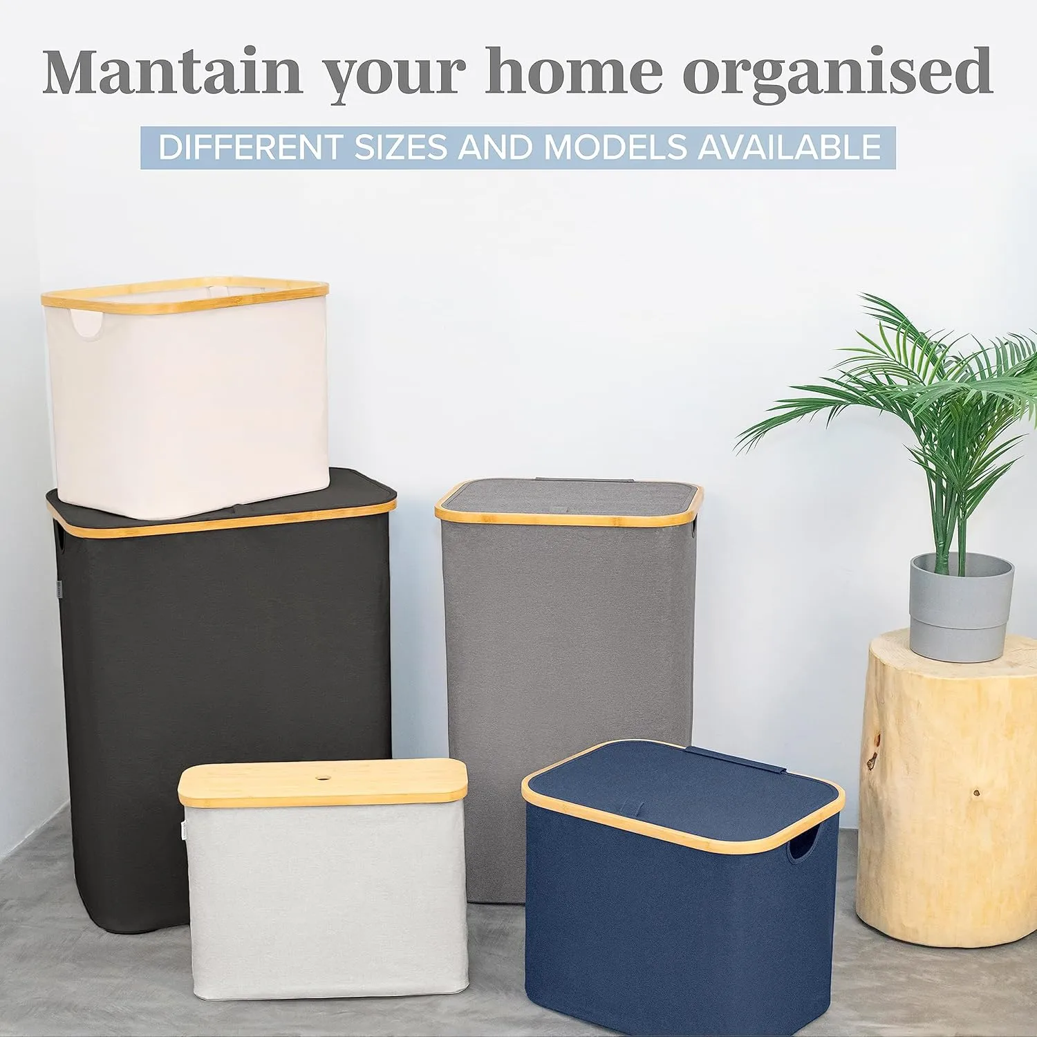 LONBET Toilet Paper Storage for 12 Rolls, Stackable & Foldable - The Ultimate Bathroom Organizer - Waterproof Basket with Bamboo Lid - Elegant Toilet Paper Storage Holder, Gray