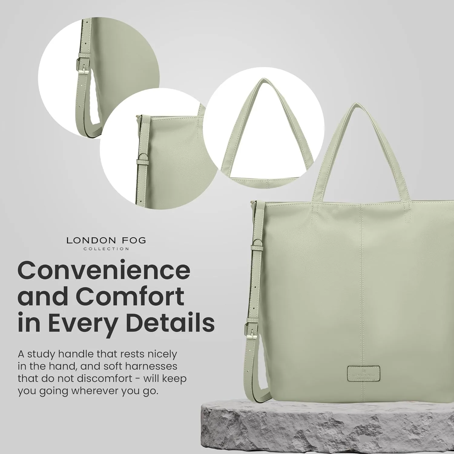LONDON FOG - Women's Tote Bag, Crossbody Bag, and Wallet 3-Piece Set | Faux Leather | Purse Set for Work, Travel, & Outings