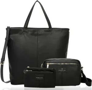 LONDON FOG - Women's Tote Bag, Crossbody Bag, and Wallet 3-Piece Set | Faux Leather | Purse Set for Work, Travel, & Outings