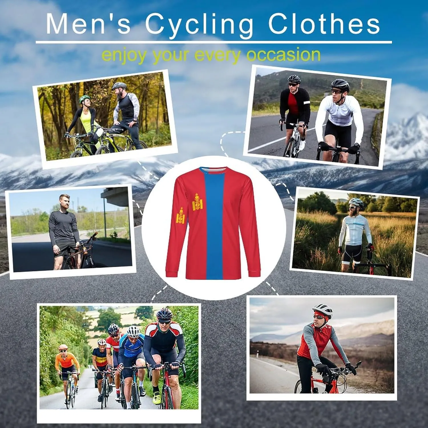 Long Sleeve Cycling Jersey Breathable Crewneck Mountain Bike Pullover Shirts Jacket