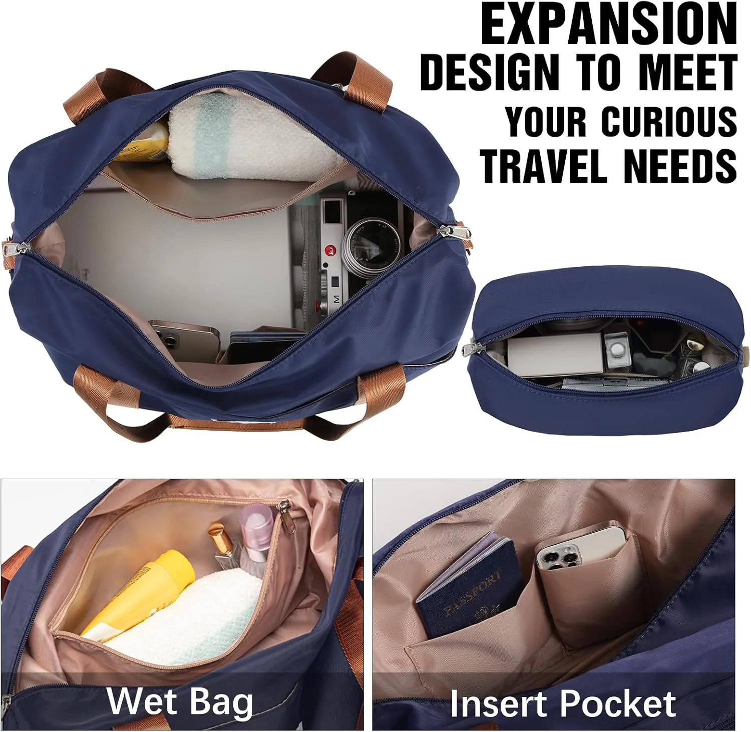 LONG VACATION 3 Piece Luggage Set 20 IN Carry on Suitcase ABS PC Handshell Luggage with Spinner Wheels & YKK Zipper TSA Lock (NAVY, 20-Inch)