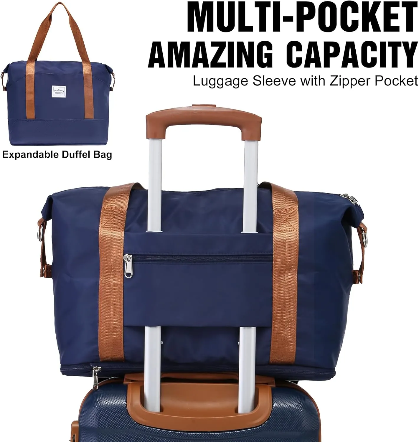 LONG VACATION 3 Piece Luggage Set 20 IN Carry on Suitcase ABS PC Handshell Luggage with Spinner Wheels & YKK Zipper TSA Lock (NAVY, 20-Inch)