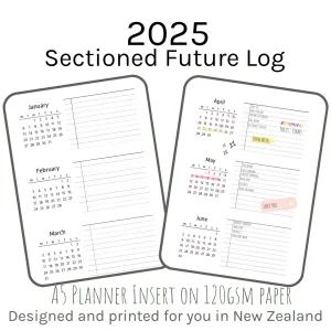 Loose Leaf A5 Planner Inserts 120gsm | 2025 Sectioned Future Log