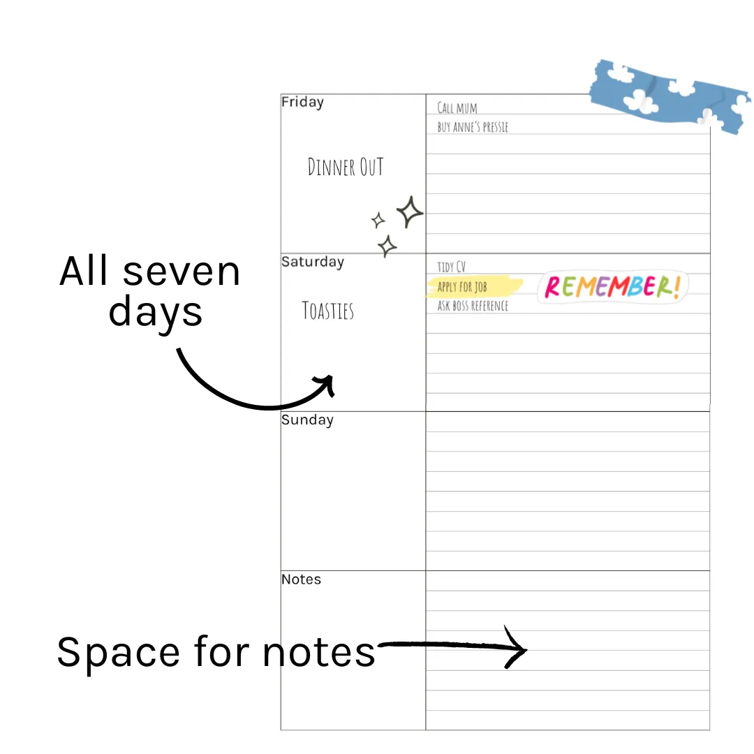 Loose Leaf A5 Planner Inserts 120gsm | Simple Weekly