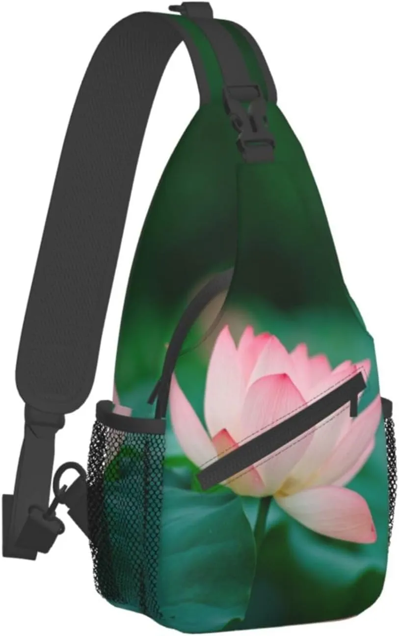 Lotus Flower Crossbody Bag Flower Shoulder Bag Backpack Womens Sling Bag Chest Casual Daypack Bag