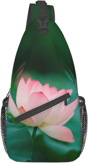 Lotus Flower Crossbody Bag Flower Shoulder Bag Backpack Womens Sling Bag Chest Casual Daypack Bag