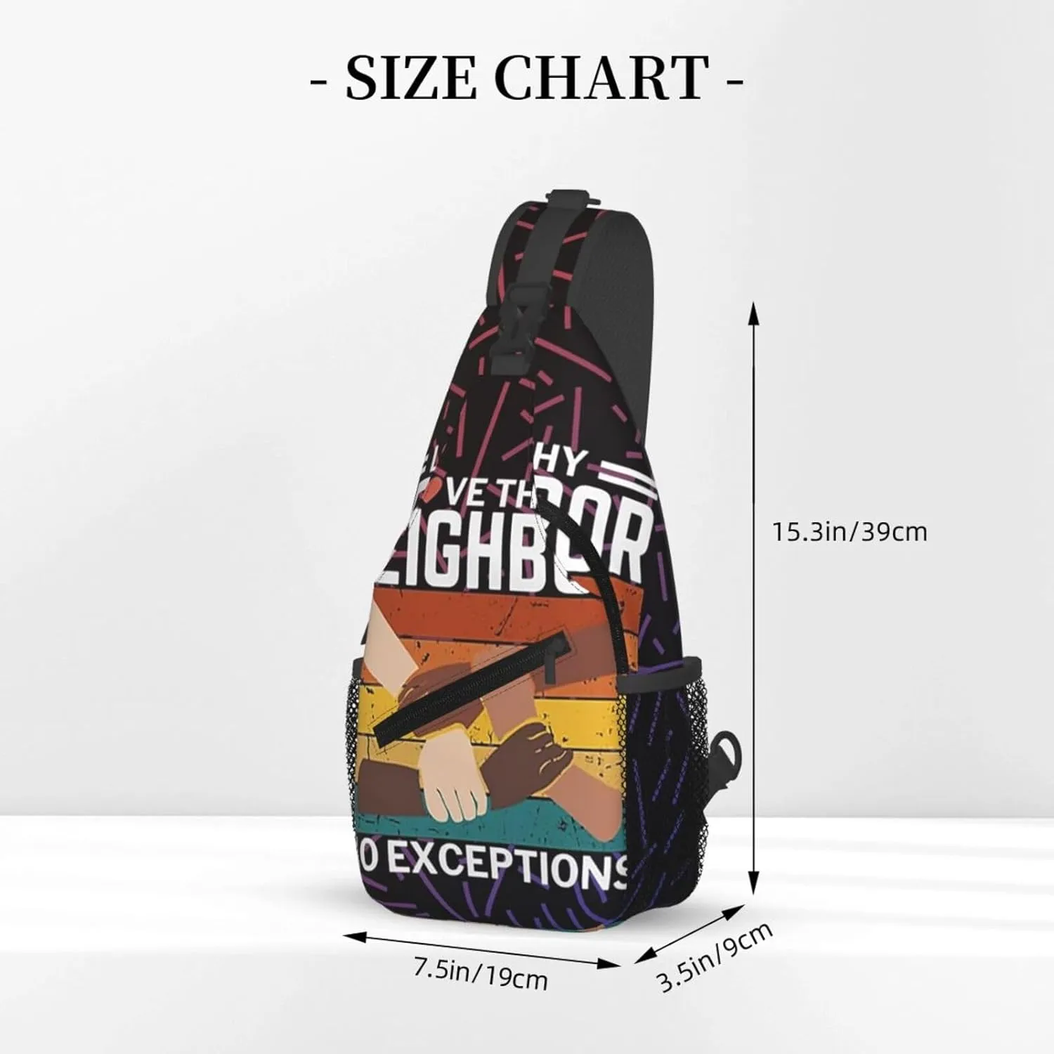 Love Thy Neighbor No Exceptions Best Your Neighbor Ative Small Crossbody Backpack Sling Bag For Men Women Mini One Shoulder Chest Bags Gym Sport Travel Hiking Daypack