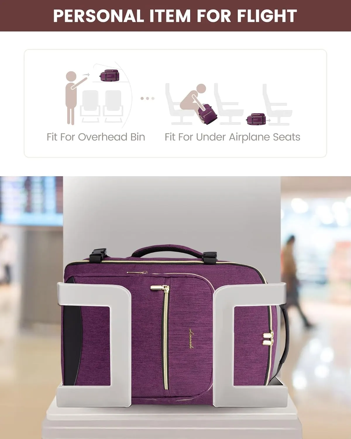 LOVEVOOK Large Travel Laptop Backpack Women, 50L Flight Approved Carry on Backpack Waterproof 18 inch Luggage Daypack Business Weekender Overnight Bag with 3 Packing Cubes, Dark purple-Black