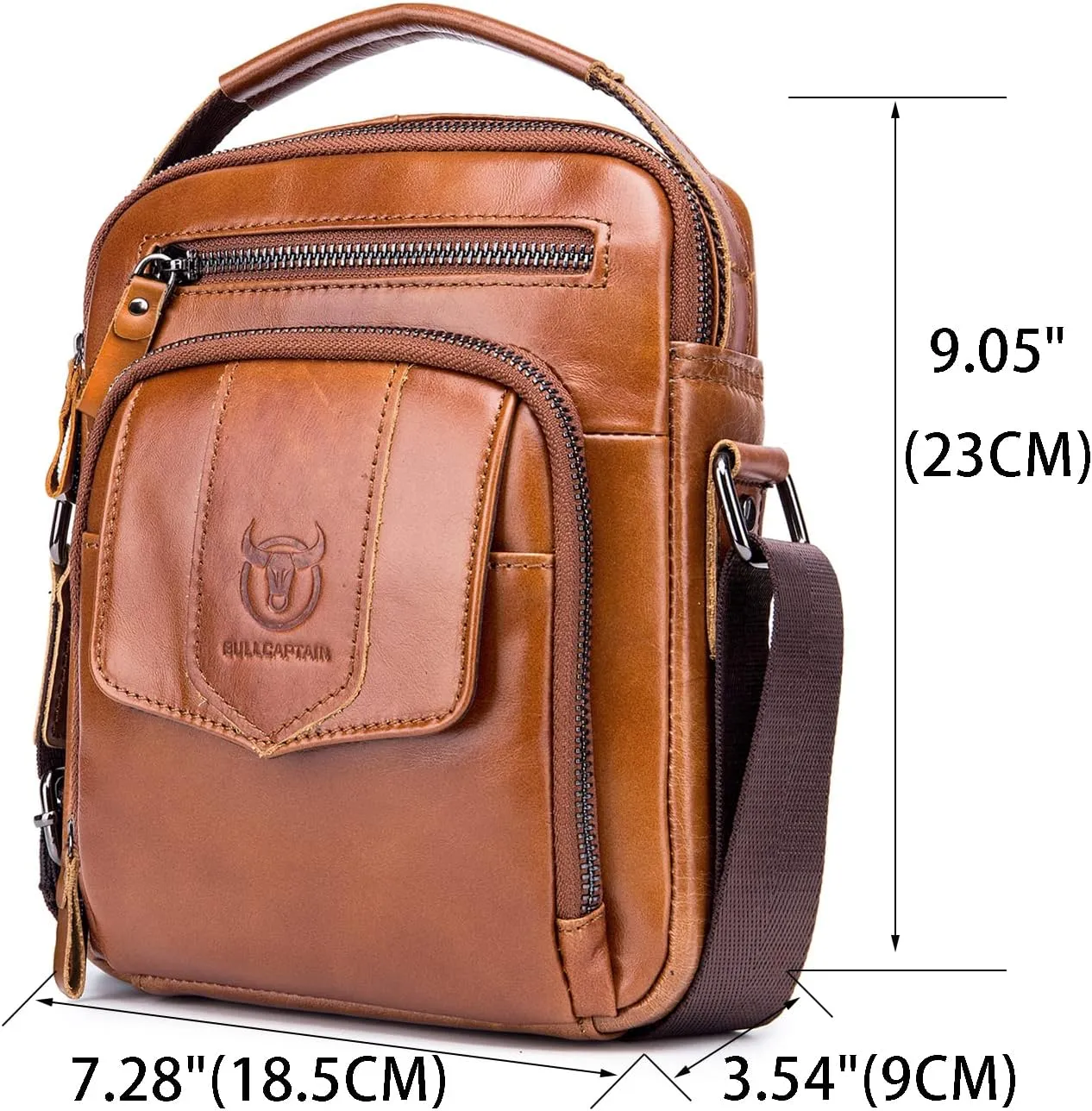 LUKZIJAES Small Genuine Leather Shoulder Bag Men Messenger Handbag Lightweight Sling Crossbody Bag