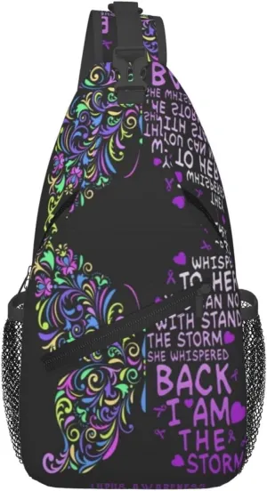 Lupus Awareness Butterfly Of Hope Small Crossbody Backpack Sling Bag For Men Women Mini One Shoulder Chest Bags Gym Sport Travel Hiking Daypack