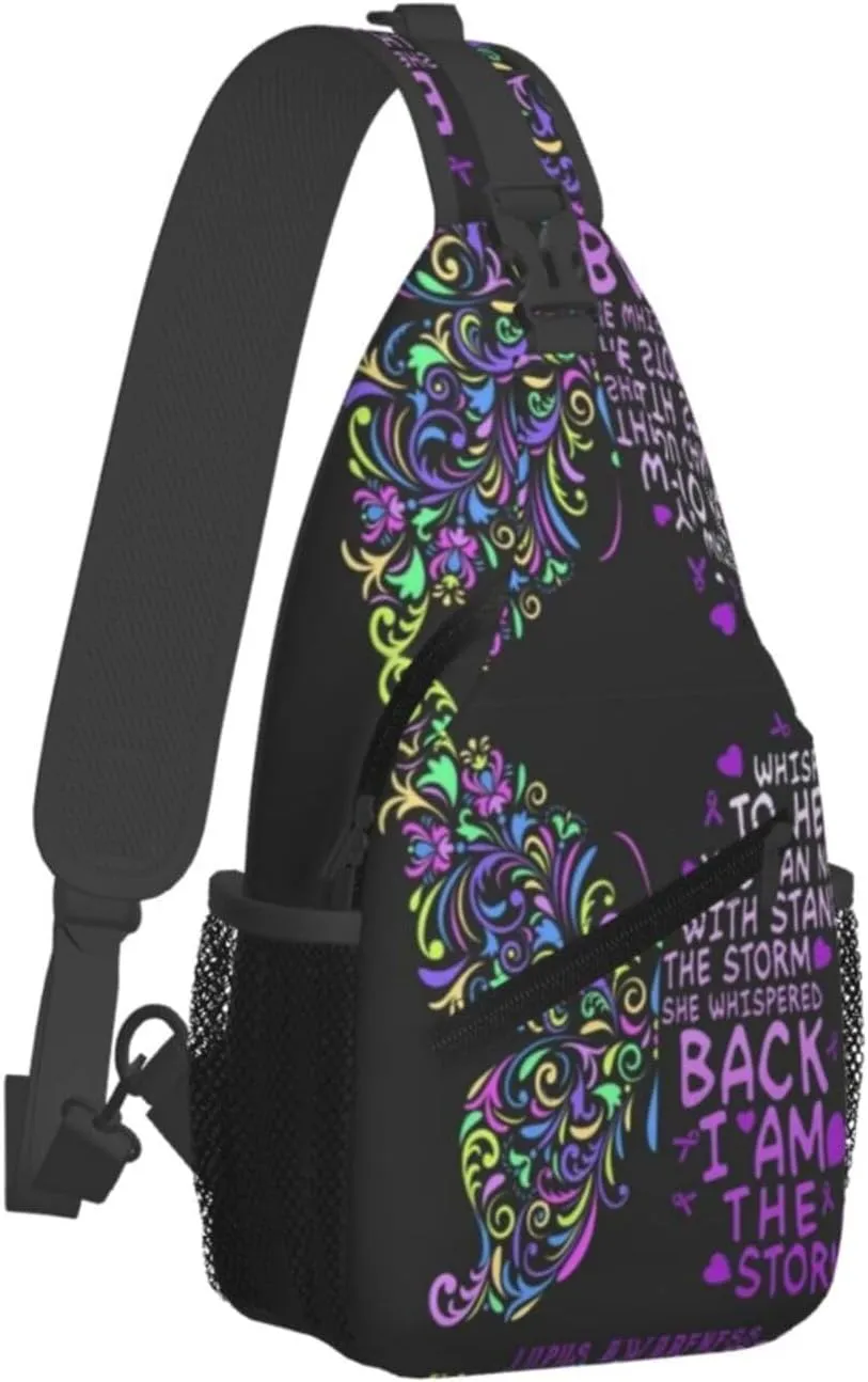 Lupus Awareness Butterfly Of Hope Small Crossbody Backpack Sling Bag For Men Women Mini One Shoulder Chest Bags Gym Sport Travel Hiking Daypack