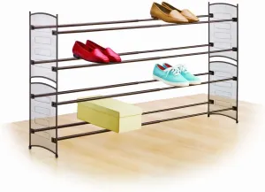 Lynk Expandable 2 Tier Stackable Shoe Rack - Steel Mesh Shoe Shelf - Bronze