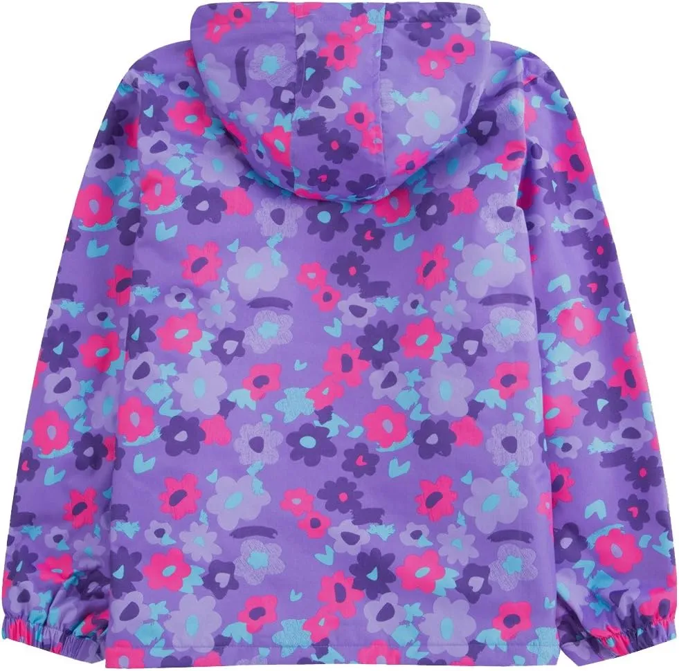 M2C Girls Outdoor Floral Fleece Lined Light Windproof Jacket with Hood