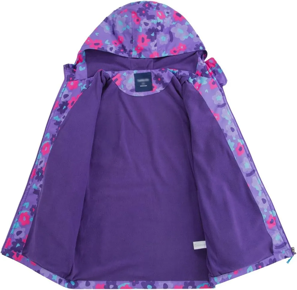 M2C Girls Outdoor Floral Fleece Lined Light Windproof Jacket with Hood