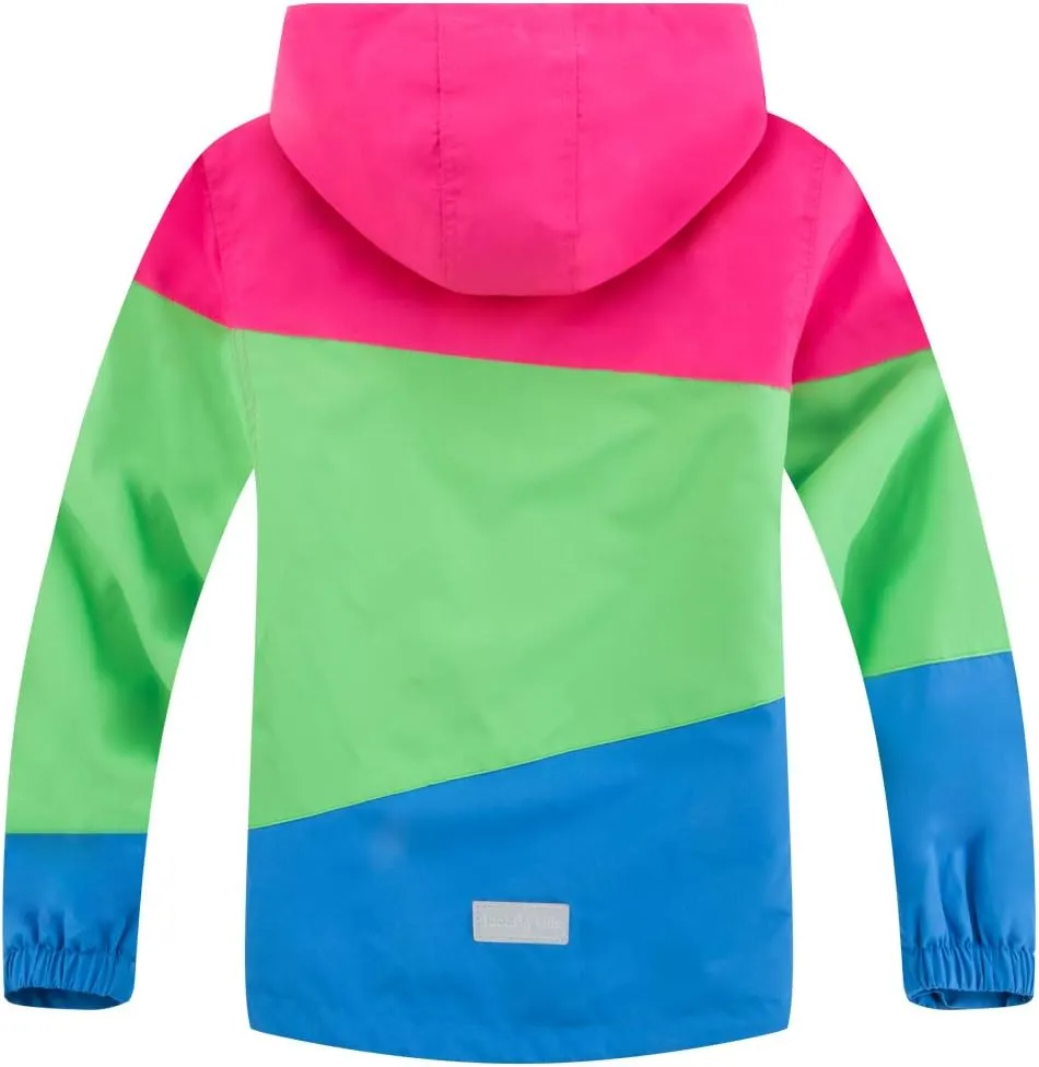 M2C Girls Outdoor Floral Fleece Lined Light Windproof Jacket with Hood