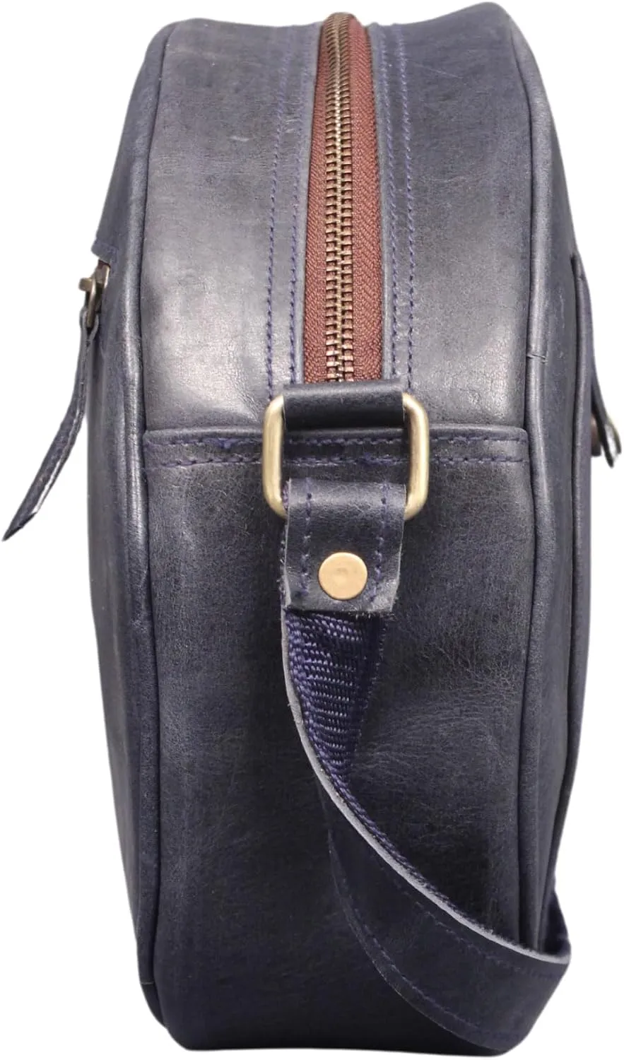Madosh, Round Genuine Leather Crossbody Bag Girls Side Sling Cross-Over Handbag
