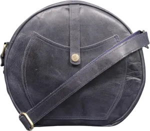 Madosh, Round Genuine Leather Crossbody Bag Girls Side Sling Cross-Over Handbag