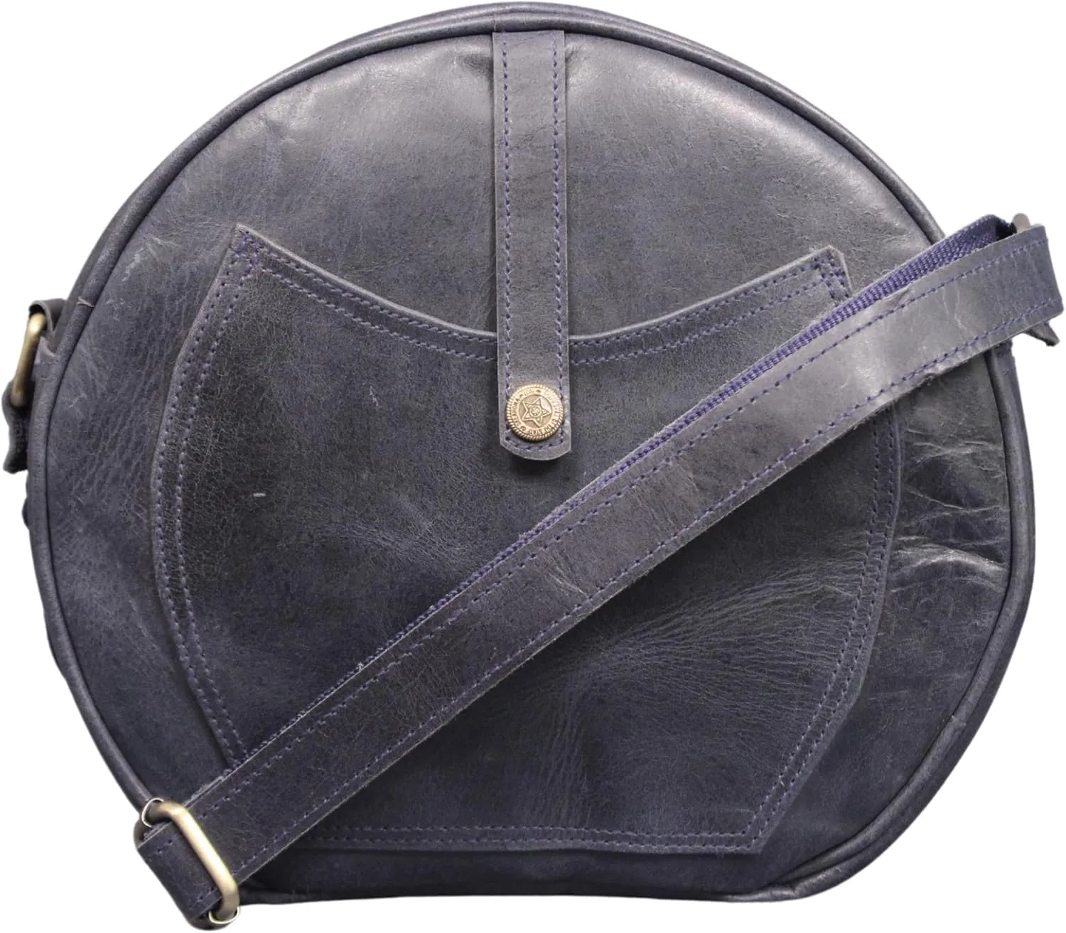 Madosh, Round Genuine Leather Crossbody Bag Girls Side Sling Cross-Over Handbag