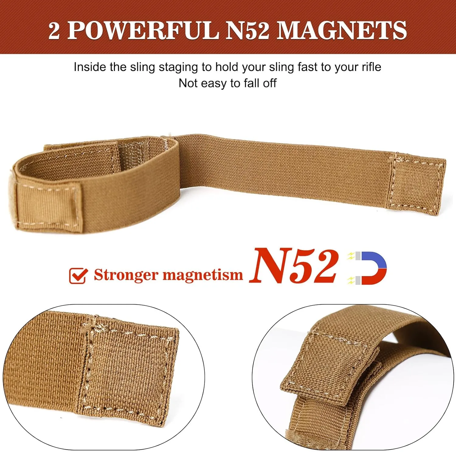 Magnetic Rifle Sling Strap, Strong Magnets Sentry Straps for Rifle, Adjustable Universal Sling Keeper Retention Band Rifle Accessories