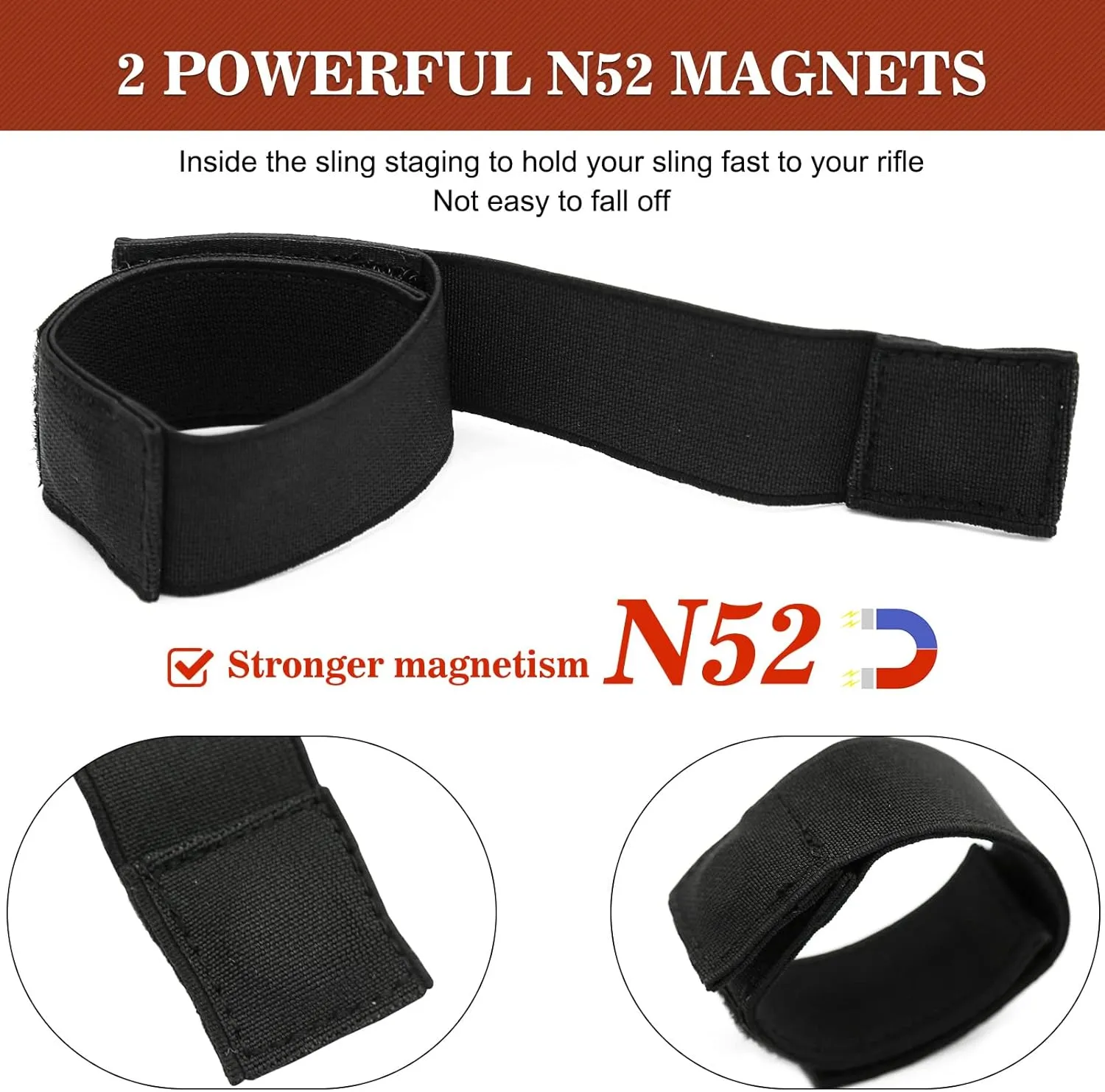 Magnetic Rifle Sling Strap, Strong Magnets Sentry Straps for Rifle, Adjustable Universal Sling Keeper Retention Band Rifle Accessories