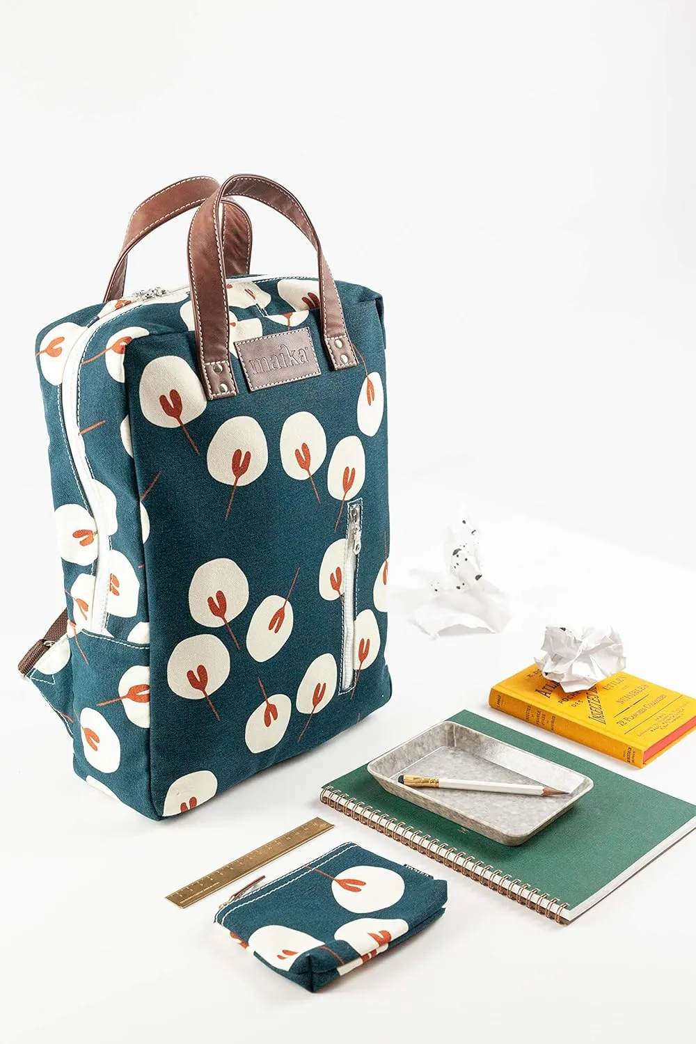 MAIKA Recycled Canvas Zippered Backpack, Tansy