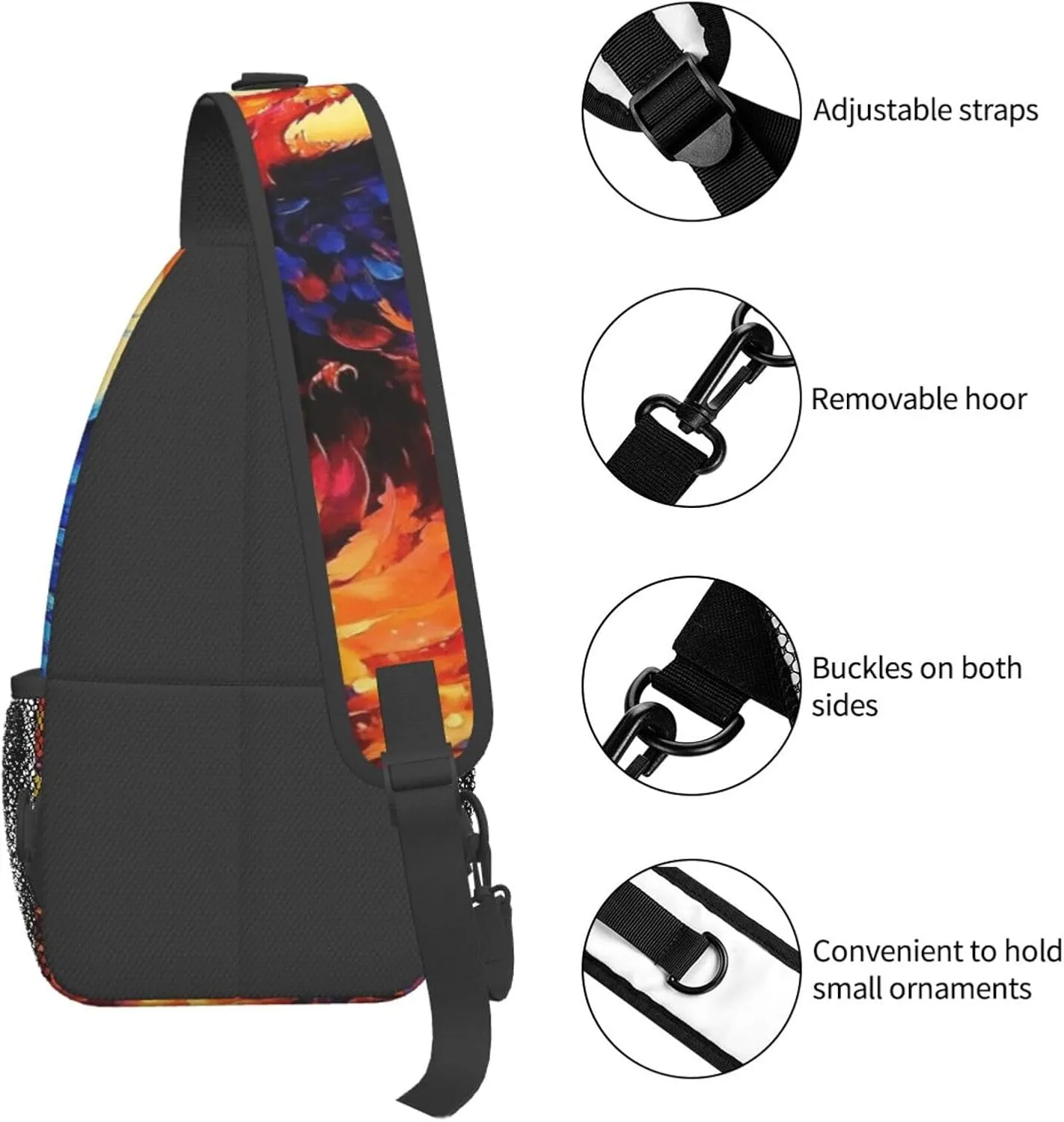 Majestic Phoenix Rising From The Ashes Backpack Travel Hiking Daypack Chest Bags Crossbody Shoulder Bag