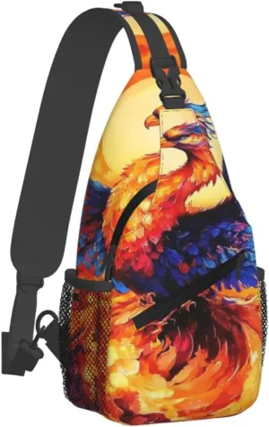Majestic Phoenix Rising From The Ashes Backpack Travel Hiking Daypack Chest Bags Crossbody Shoulder Bag