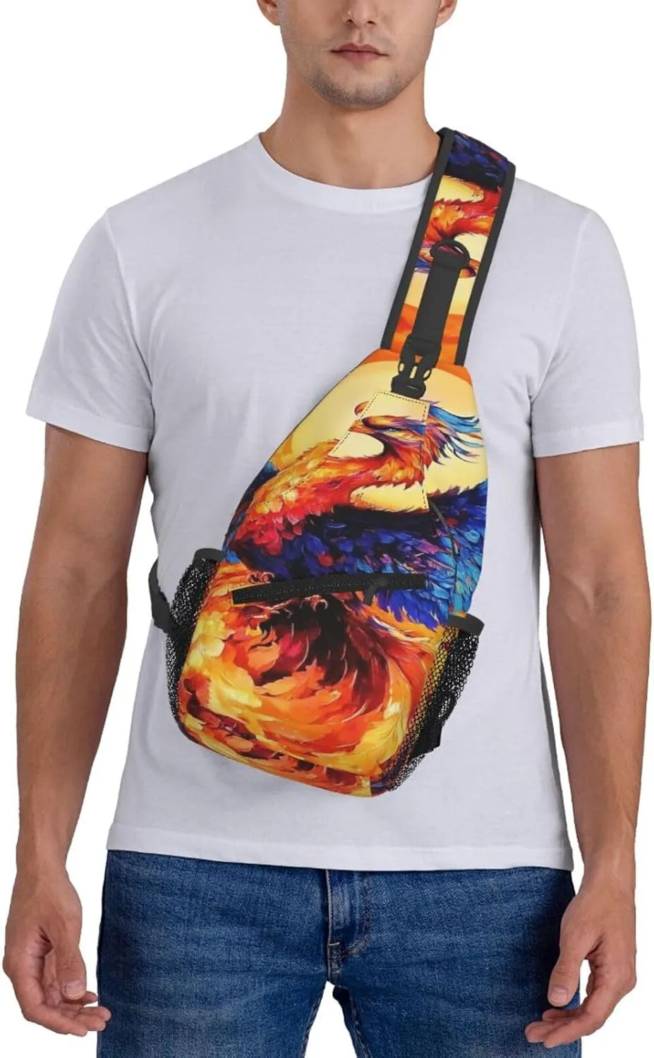 Majestic Phoenix Rising From The Ashes Backpack Travel Hiking Daypack Chest Bags Crossbody Shoulder Bag