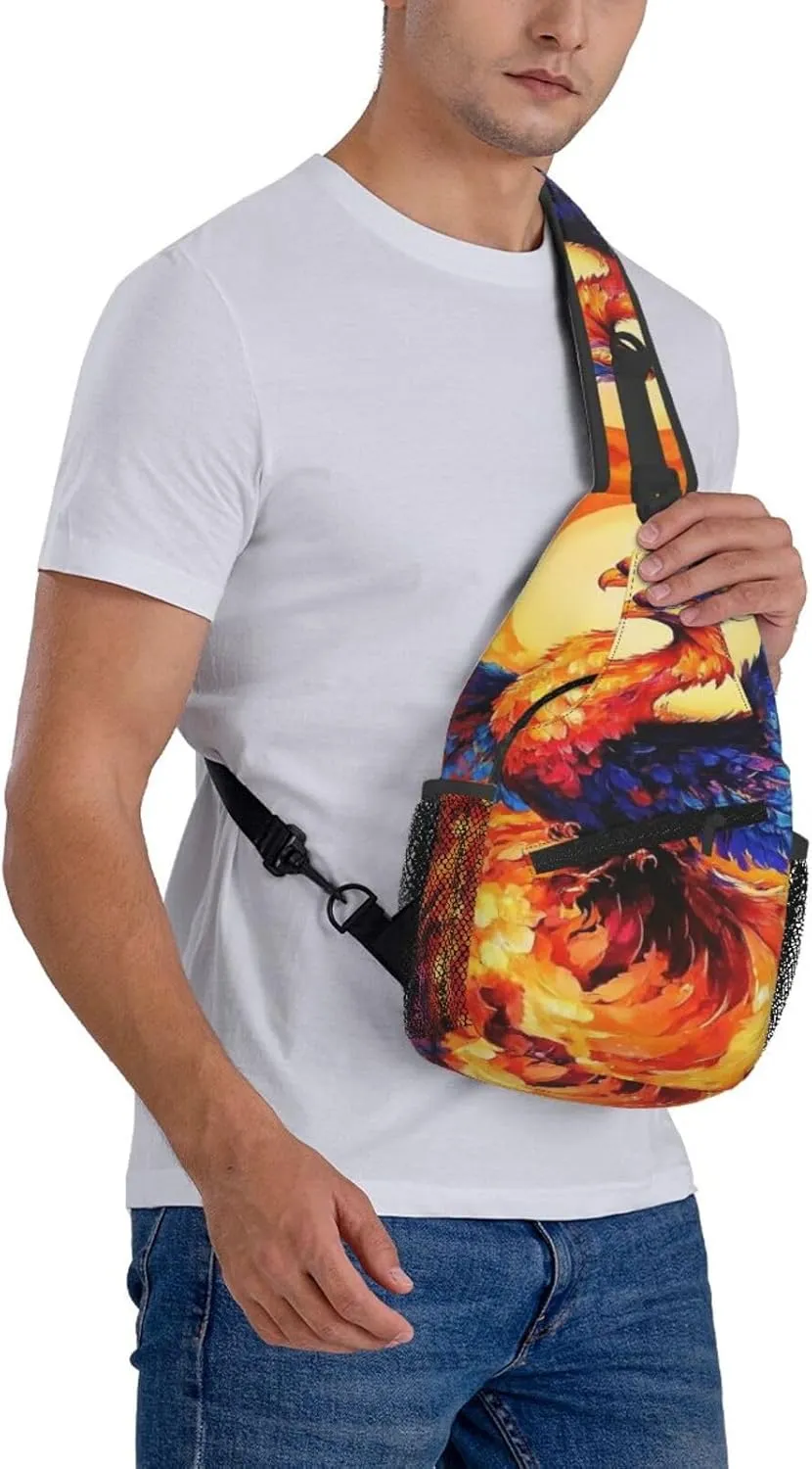 Majestic Phoenix Rising From The Ashes Backpack Travel Hiking Daypack Chest Bags Crossbody Shoulder Bag