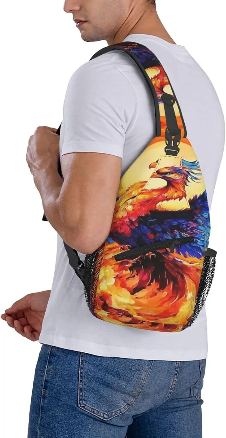 Majestic Phoenix Rising From The Ashes Backpack Travel Hiking Daypack Chest Bags Crossbody Shoulder Bag