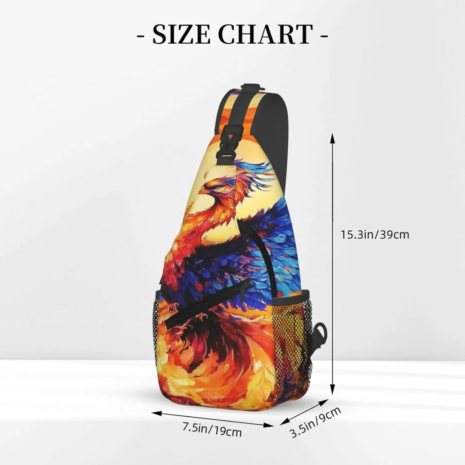 Majestic Phoenix Rising From The Ashes Backpack Travel Hiking Daypack Chest Bags Crossbody Shoulder Bag