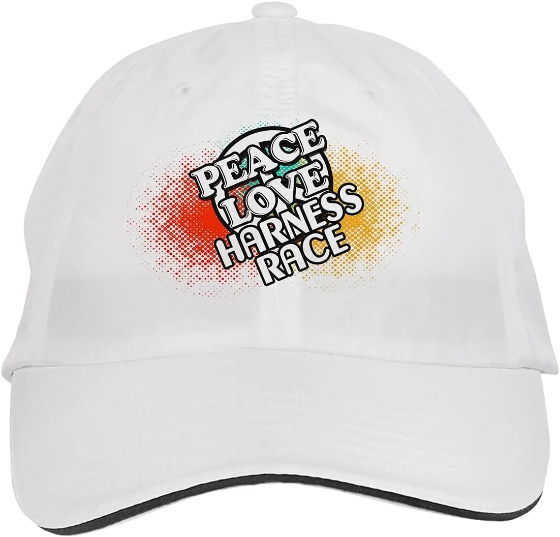 Makoroni - Peace Love Harness Race Hat Adjustable Cap, DesH57 White