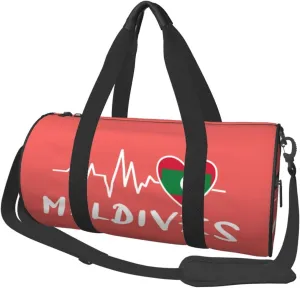 Maldives Heartbeat Duffel Bag Gym Bag Travel Sports Tote Large Foldable Beach Swim Yoga0