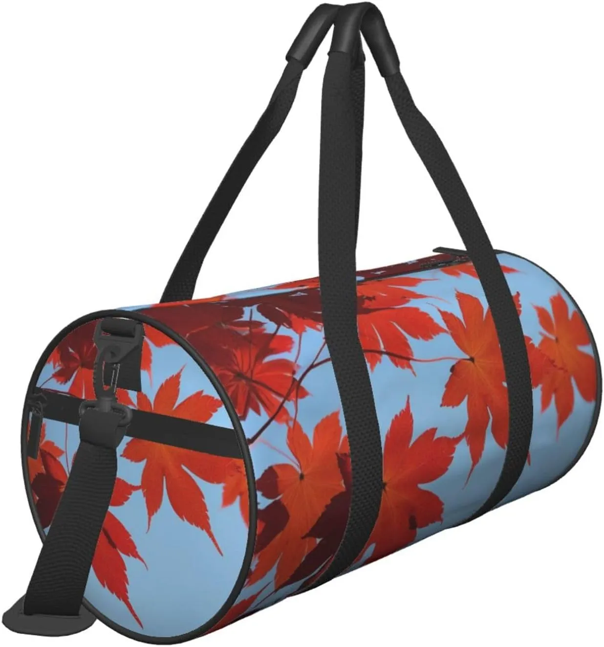 Maple Leaves Printed Travel Bag,Round Personal Item Storage bag,Foldie Duffel Bag for Traveling Vacation,Fitness,Sports