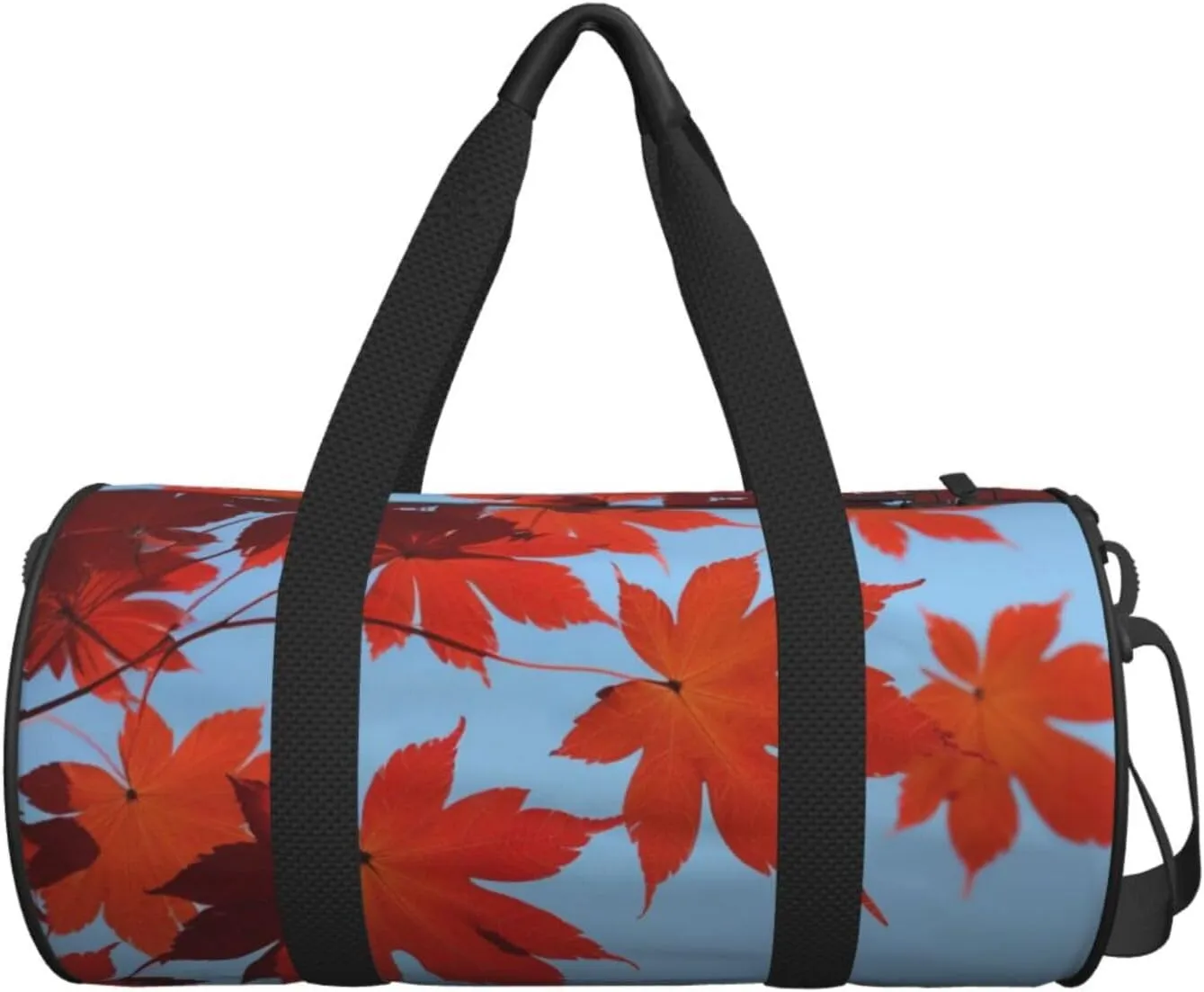 Maple Leaves Printed Travel Bag,Round Personal Item Storage bag,Foldie Duffel Bag for Traveling Vacation,Fitness,Sports