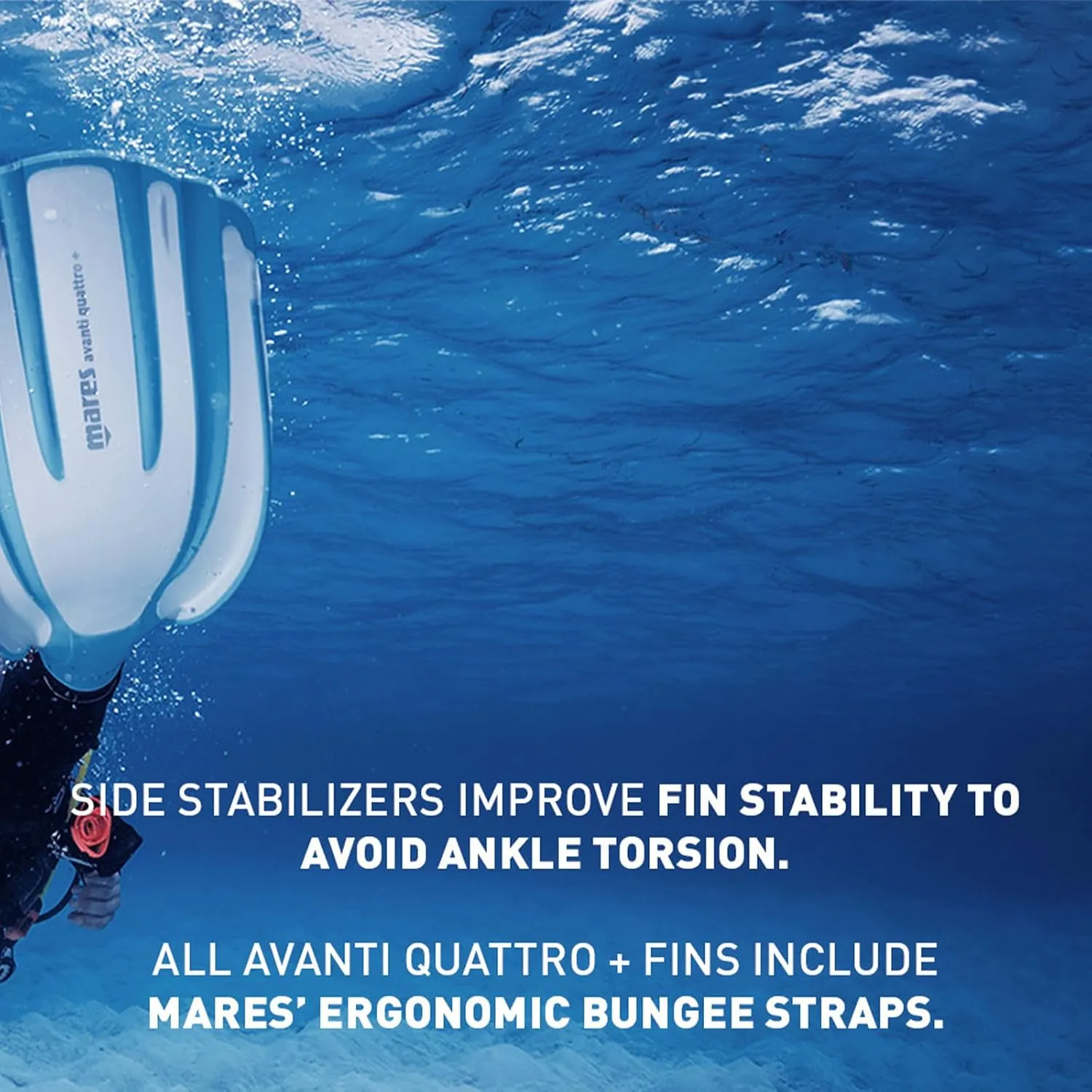 Mares Unisex Adults Avanti Quattro   Diving Fins - Durable Efficient Versatile Open-Heel Scuba Fins with Four-Channel Design & Bungee Strap