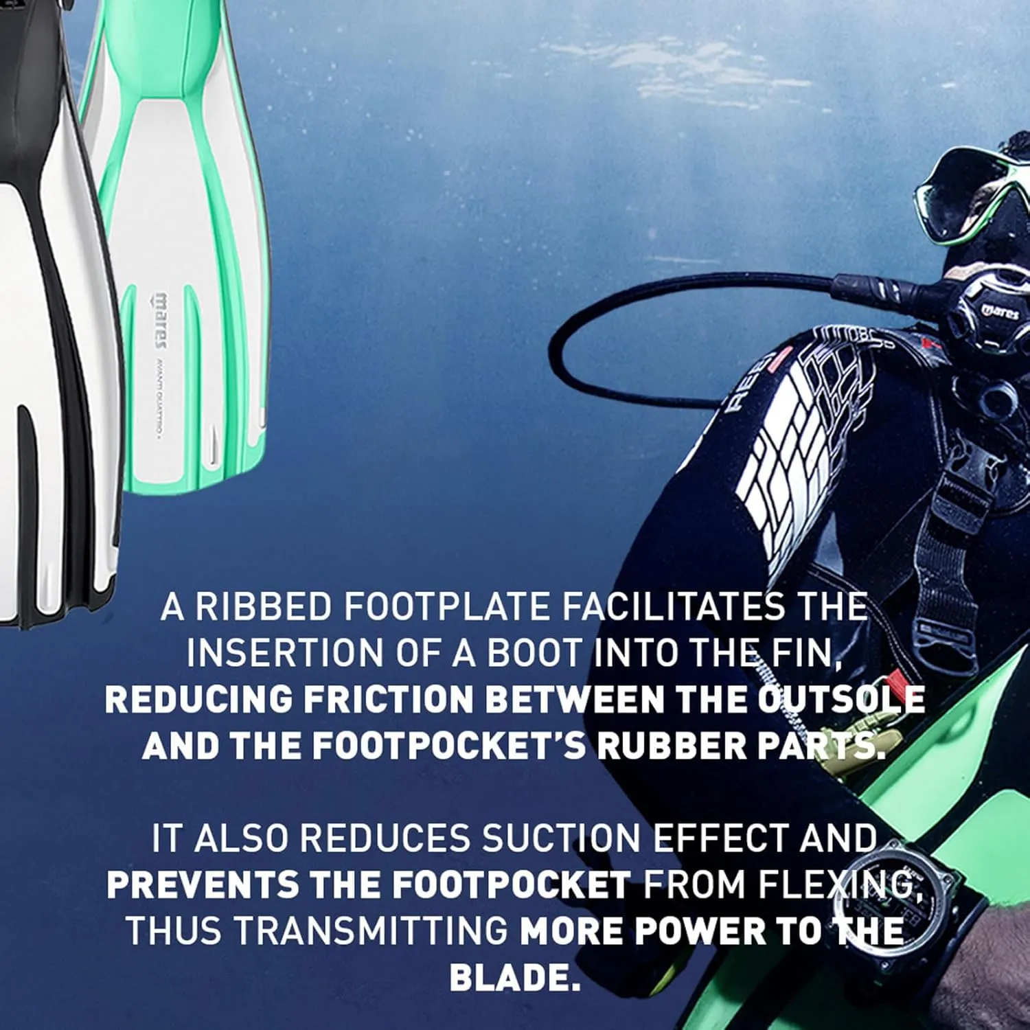 Mares Unisex Adults Avanti Quattro   Diving Fins - Durable Efficient Versatile Open-Heel Scuba Fins with Four-Channel Design & Bungee Strap