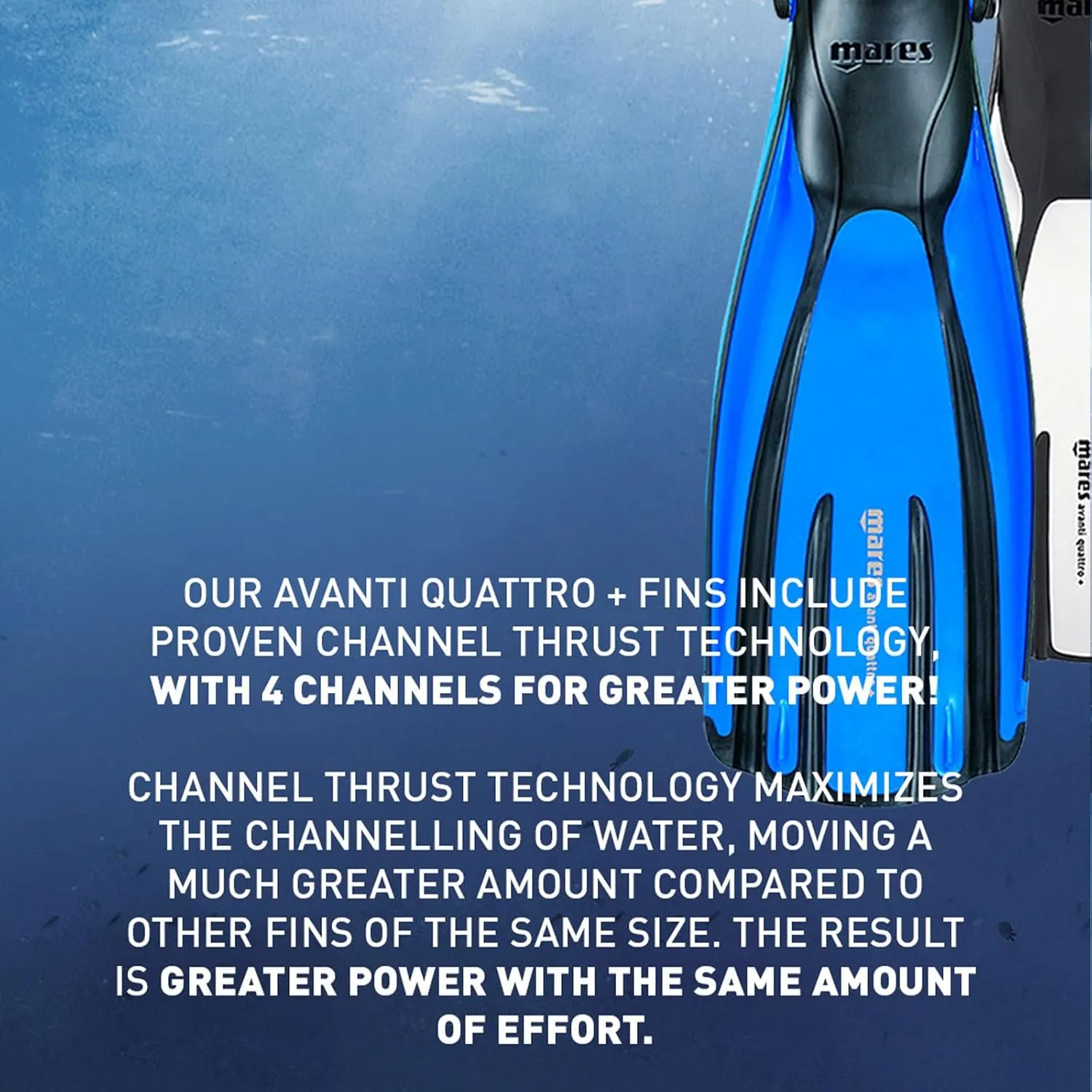 Mares Unisex Adults Avanti Quattro   Diving Fins - Durable Efficient Versatile Open-Heel Scuba Fins with Four-Channel Design & Bungee Strap