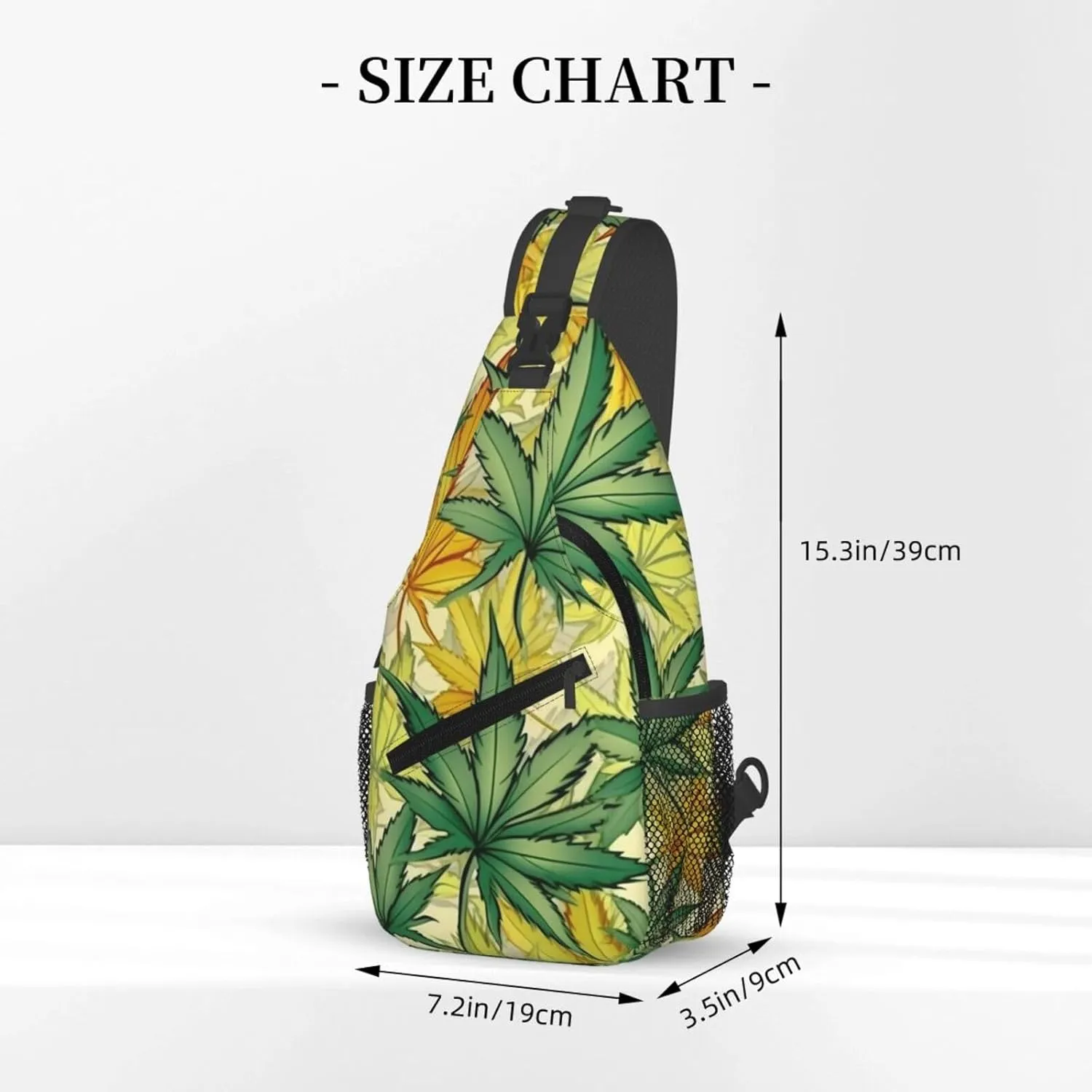 Marijuana Color Crossbody Backpack Travel Sling Shoulder Bag For Men Women Adjustable Hiking Daypack