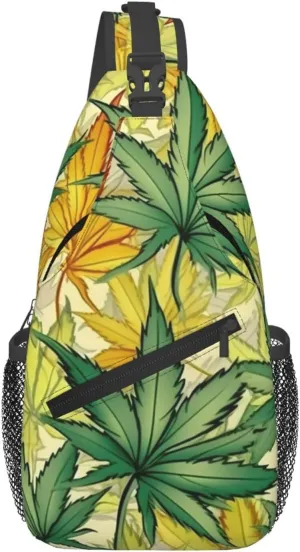Marijuana Color Crossbody Backpack Travel Sling Shoulder Bag For Men Women Adjustable Hiking Daypack
