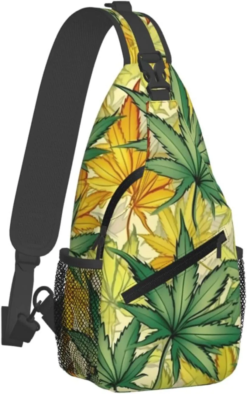 Marijuana Color Crossbody Backpack Travel Sling Shoulder Bag For Men Women Adjustable Hiking Daypack