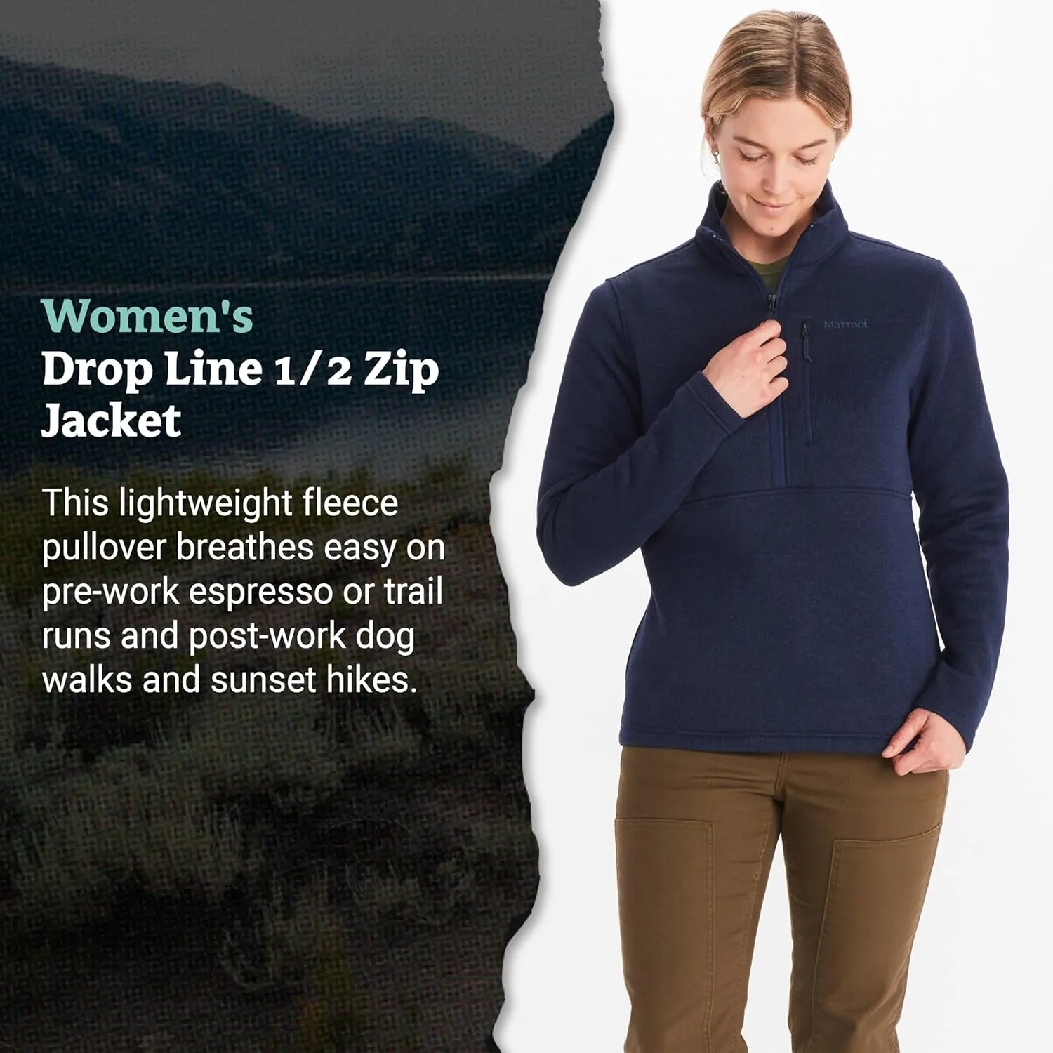 MARMOT Women's Drop Line 1/2 Zip Pullover Jacket - Lightweight, Breathable 100-Weight Sweater Fleece